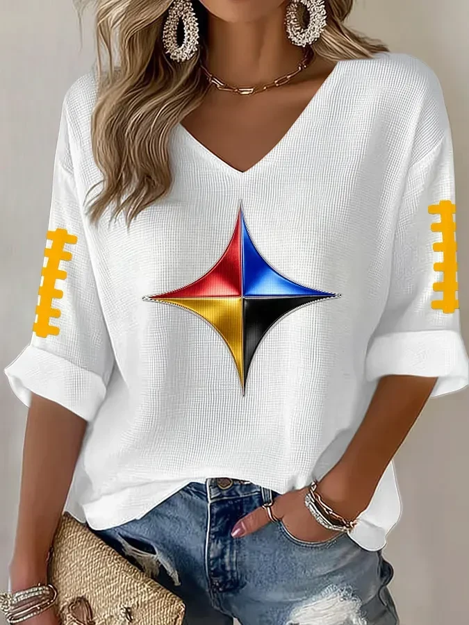 Pittsburgh Steelers Merch Pittsburgh Football Game Day Long Sleeve V-Neck T-Shirt Wife Gifts