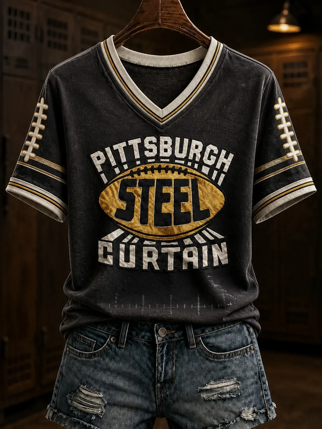 Pittsburgh Steelers Merch Pittsburgh Football V-Neck T-Shirt Sunday Game Day Fan Apparel Pittsburgh Steelers Merch Pittsburgh Football V-Neck T-Shirt Sunday Game Day Fan Apparel