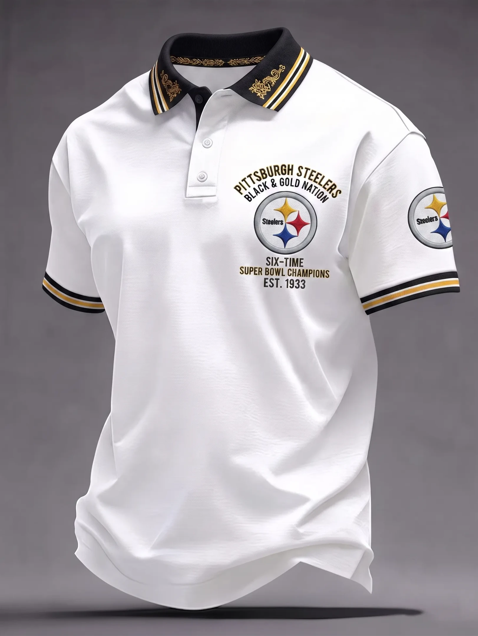 Pittsburgh Steelers Merch Six-Time Super Bowl Champions Football Polo Shirt Game Day Gifts