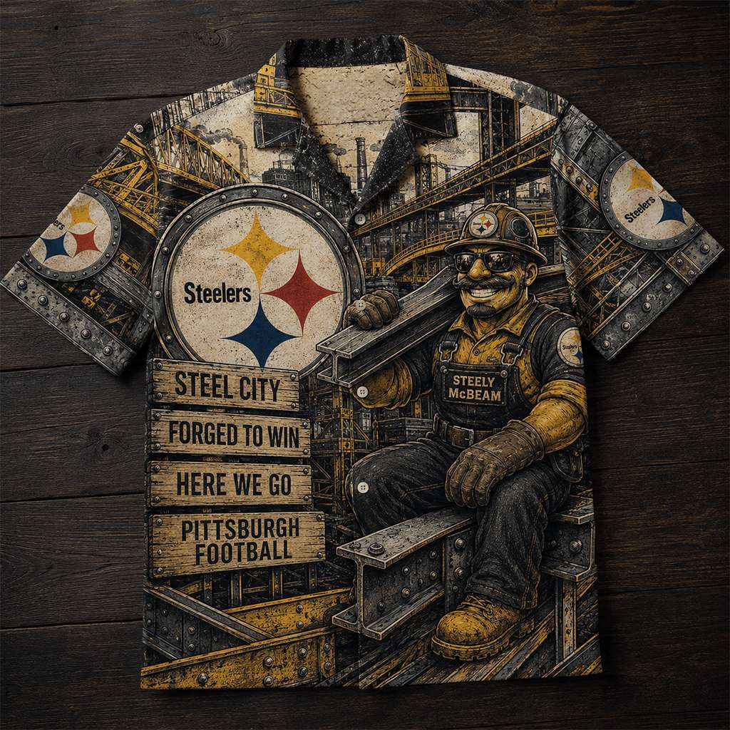 Pittsburgh Steelers Merch Steel City Forged To Win Hawaiian Shirt Football Gift For Game Day