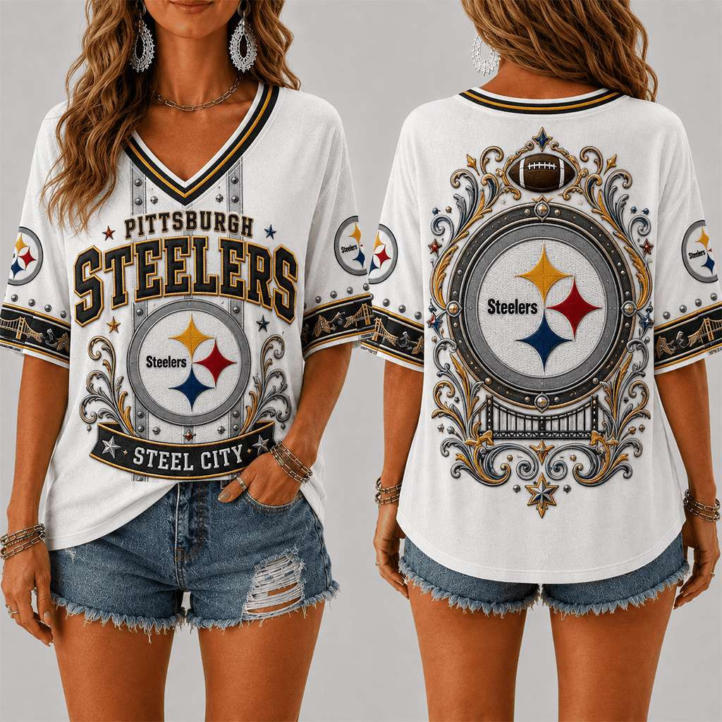 Pittsburgh Steelers Merch Steel City V-Neck Shirt Cute Game Day Attire Gift For Football Fans