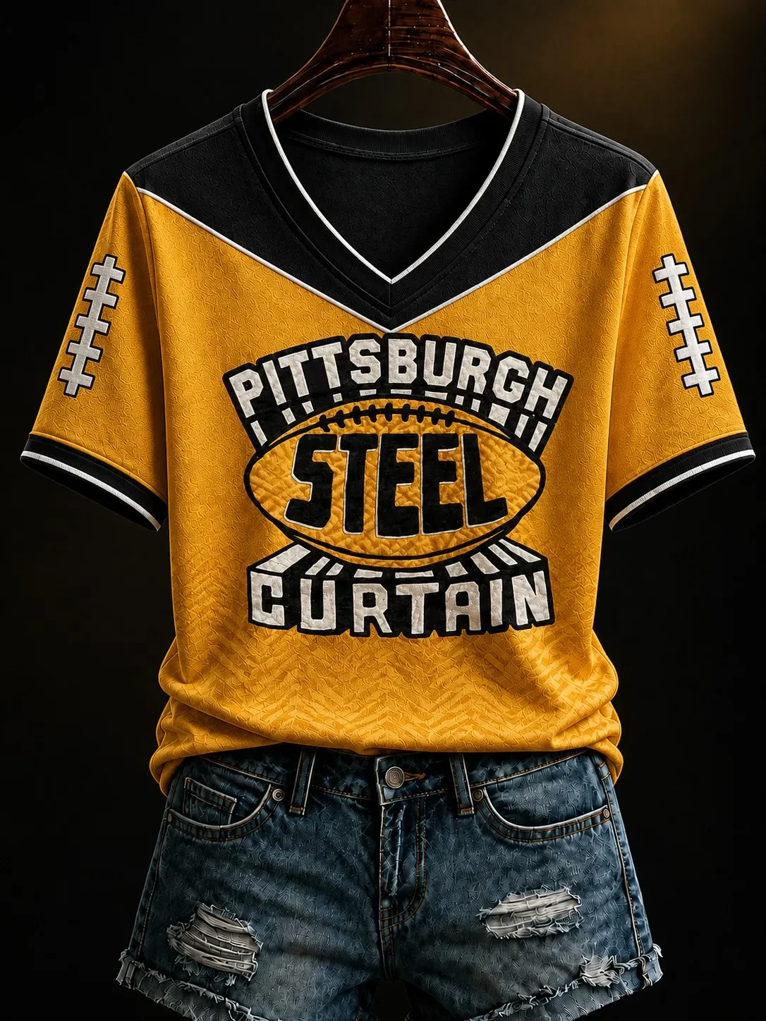 Pittsburgh Steelers Merch Steel Curtain V-Neck T-Shirt Pittsburgh Football Game Day Clothing Pittsburgh Steelers Merch Steel Curtain V-Neck T-Shirt Pittsburgh Football Game Day Clothing