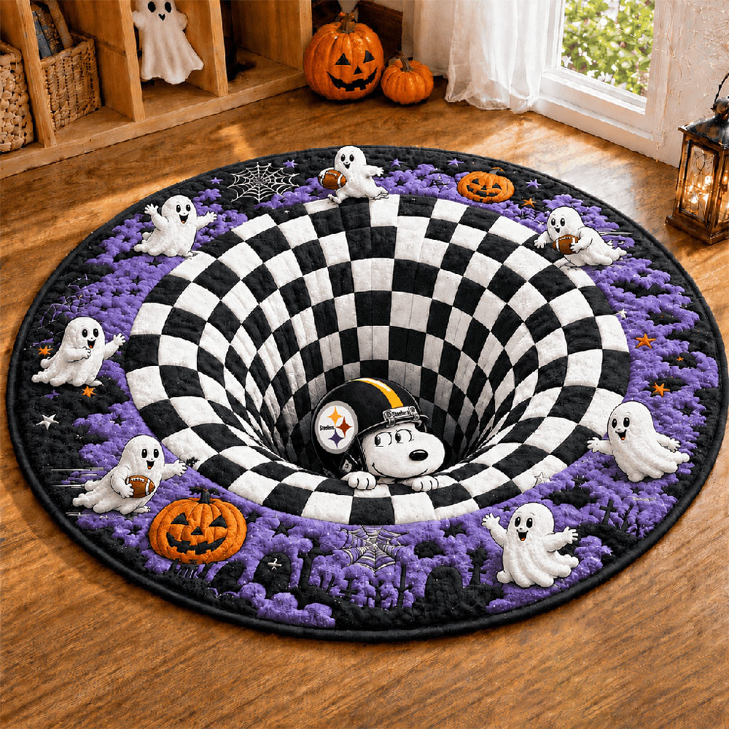 Pittsburgh Steelers X Snoopy Merch 2026 Halloween Quilted Round Mat Family Room Decor Ideas
