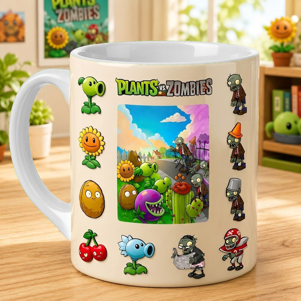 Plants Vs Zombies Mug Peashooter Sunflower Zombie Gaming Coffee Cup Gift For Gamers Plants Vs Zombies Mug Peashooter Sunflower Zombie Gaming Coffee Cup Gift For Gamers