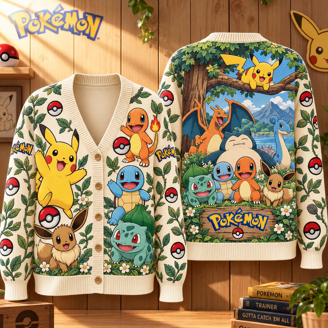 Pokemon Floral Cardigan Vintage Garden Cardigan Pokemon Merch Gift For Her Pokemon Floral Cardigan Vintage Garden Cardigan Pokemon Merch Gift For Her