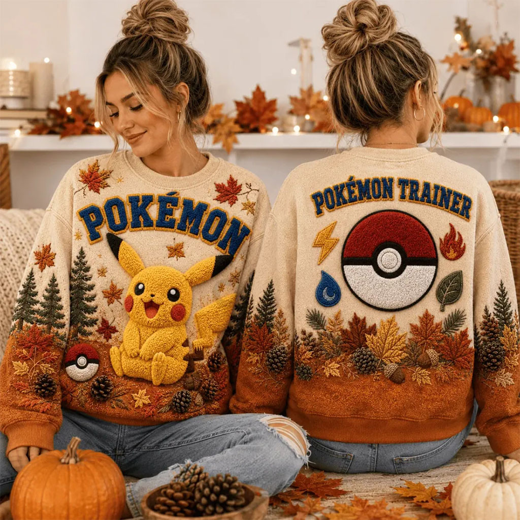 Pokemon Trainer Pikachu Autumn Sweatshirt Pokemon Merch Gifts For Friends