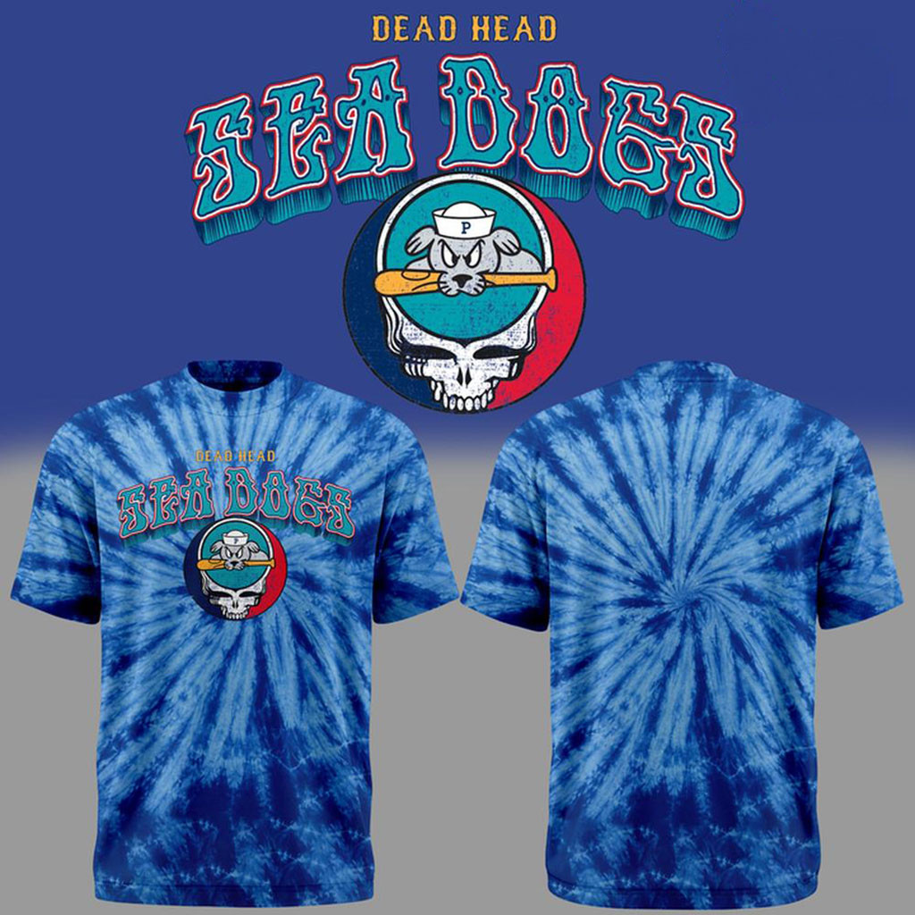 Portland Sea Dogs Dead Head Tie-Dye T-Shirt Sea Dogs Merch Best Gifts For Baseball Lovers