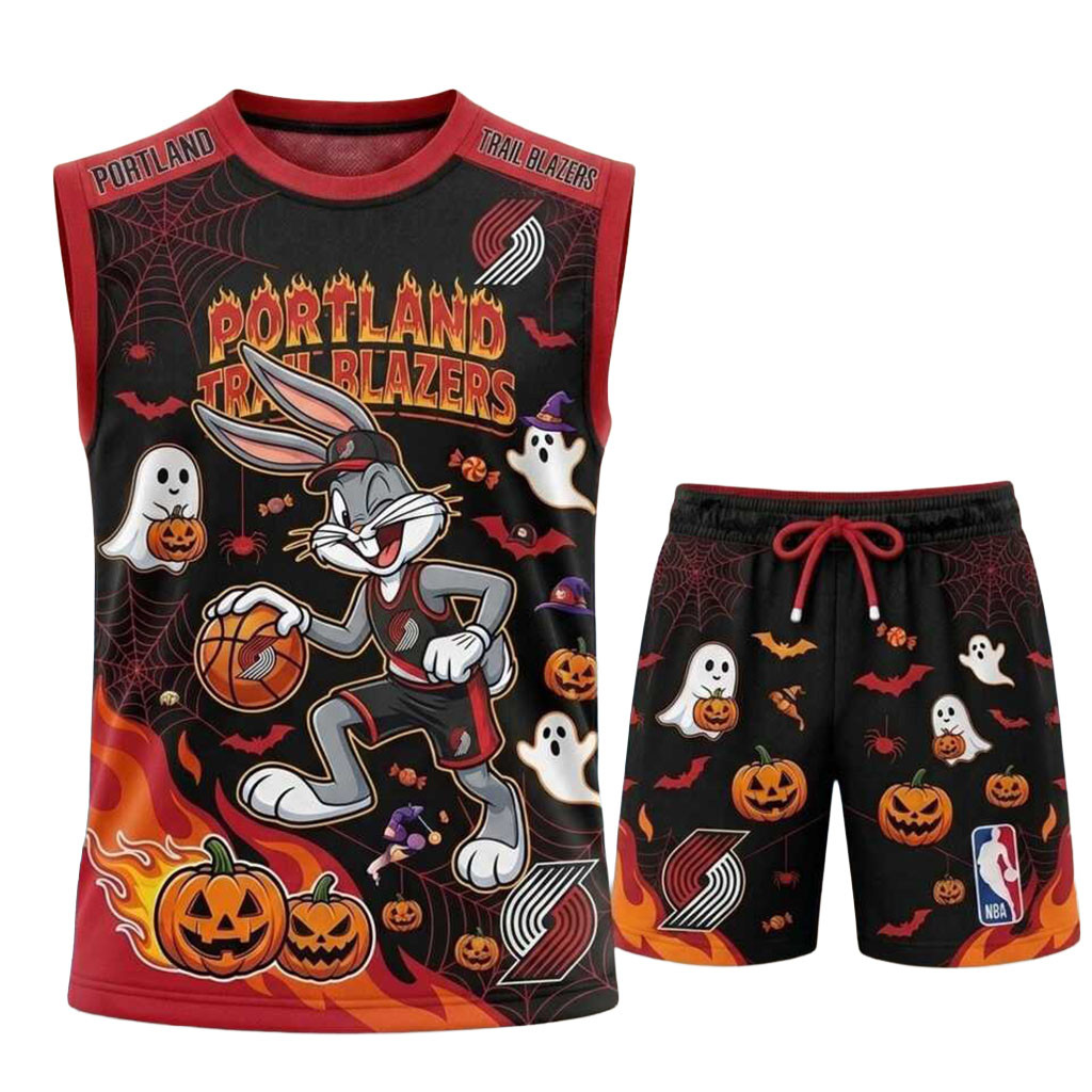 Portland Trail Blazers Bunny Halloween Tank Top And Shorts Set Blazers Merch Present For Fans