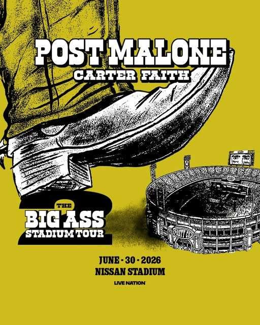 Post Malone The Big Ass Stadium Tour Nissan Stadium 2 Poster Post Malone Merch Wall Art For Fan