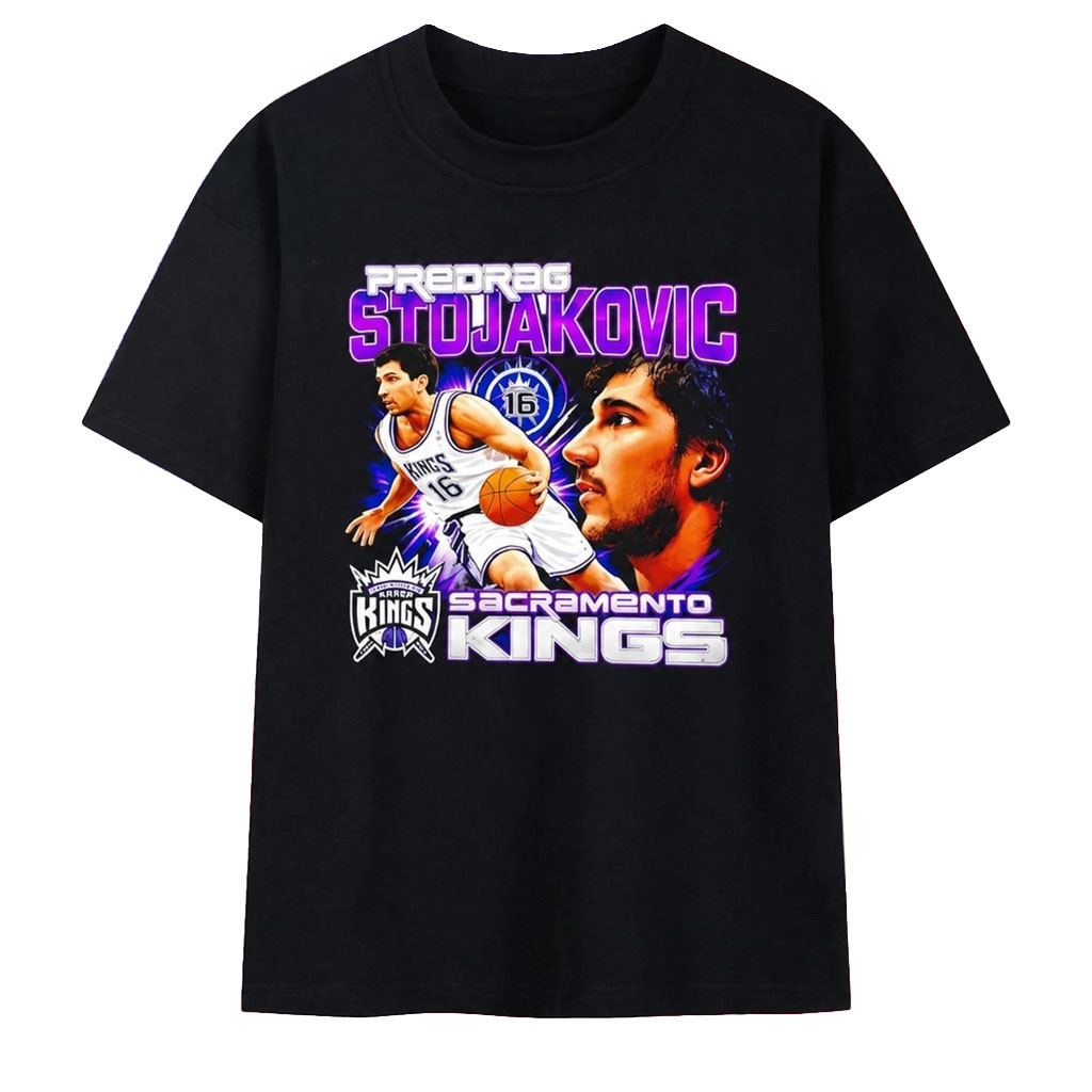 Predrag Stojakovic Sacramento Kings #16 T-Shirt Predrag Stojakovic Merch Basketball Fan Gifts