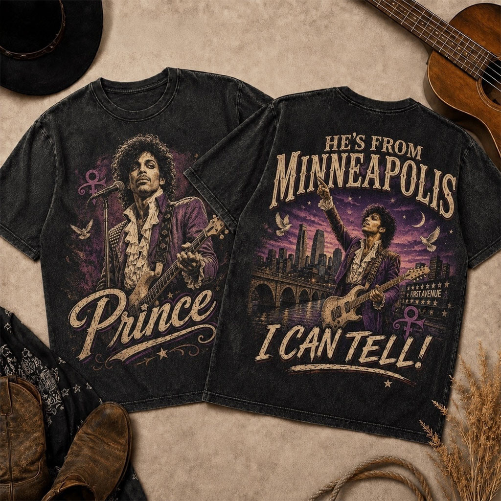 Prince Purple Jacket Portrait Vintage Tour T-Shirt He's From Minneapolis Shirt Prince Merch Prince Purple Jacket Portrait Vintage Tour T-Shirt He's From Minneapolis Shirt Prince Merch