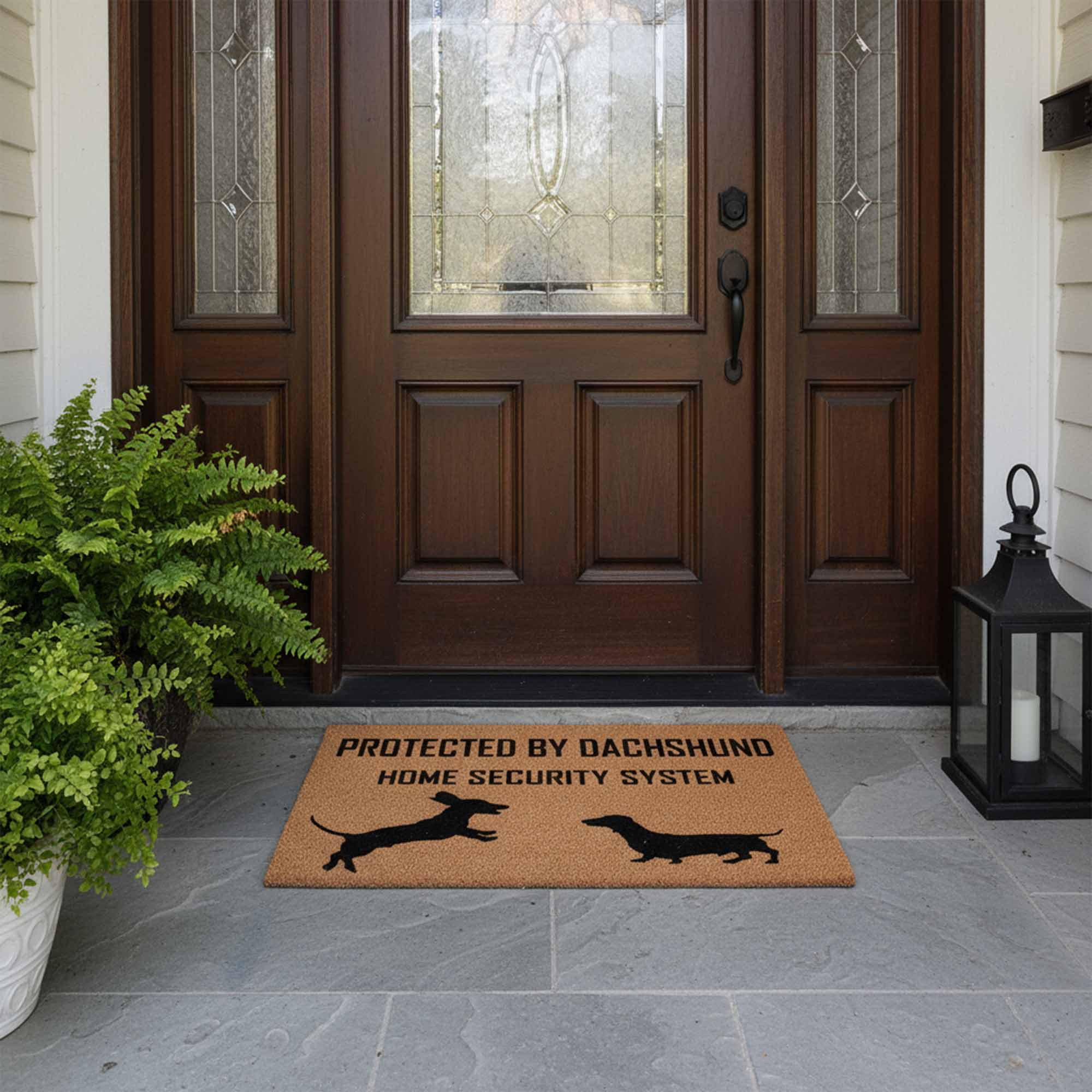 Protect By Dachshund Home Security System Doormat Protect By Dachshund Home Security System Doormat