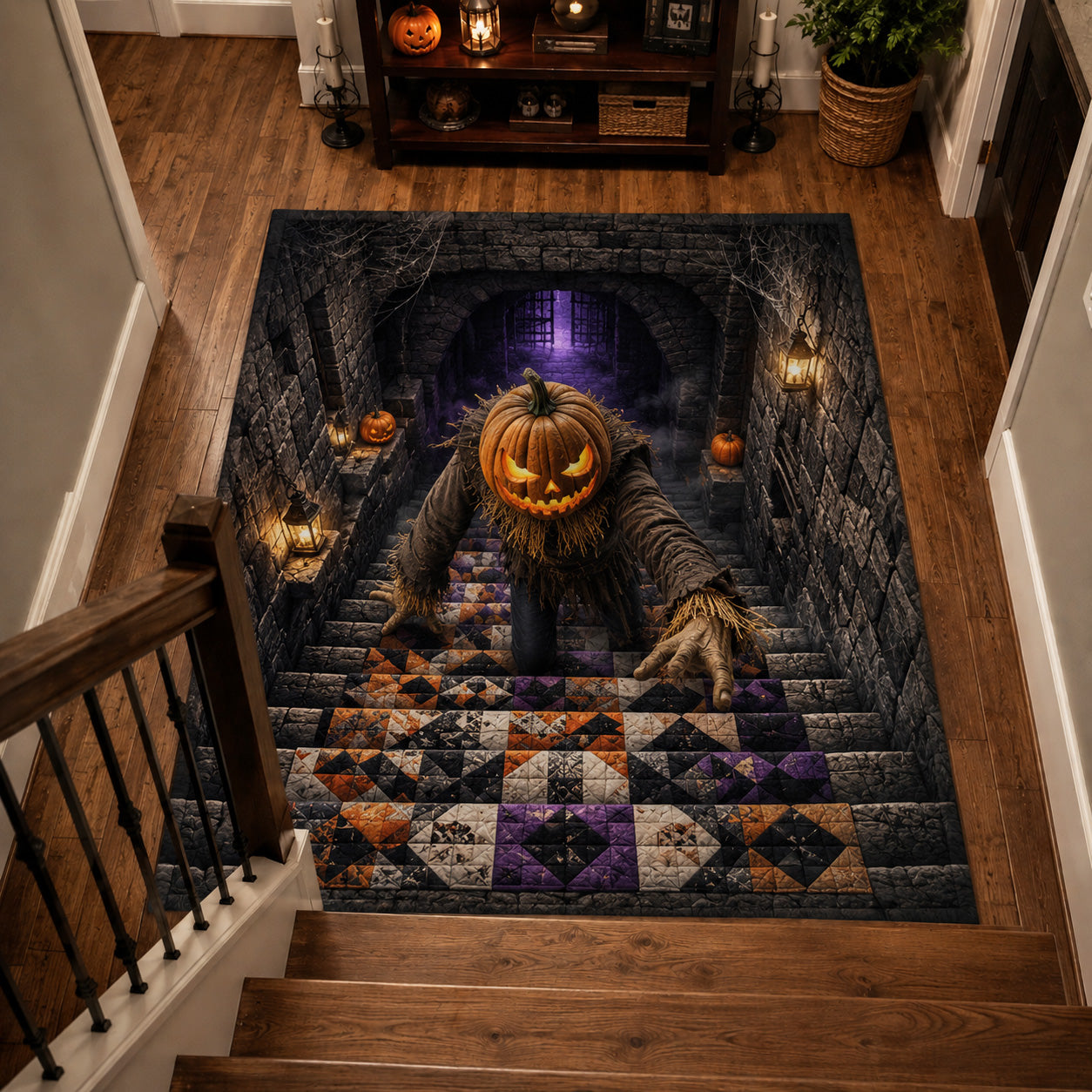 Pumpkin Abyss Area Rug Gothic Themed Living Room Gifts For Halloween Lovers