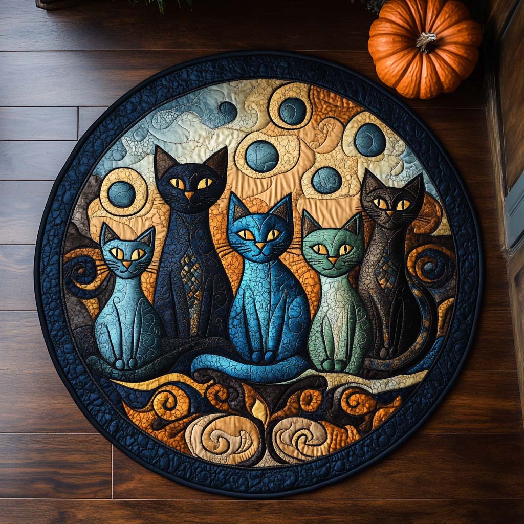 Pumpkin Companions Quilted Round Mat Scary Home Decor Good New House Gifts Pumpkin Companions Quilted Round Mat Scary Home Decor Good New House Gifts