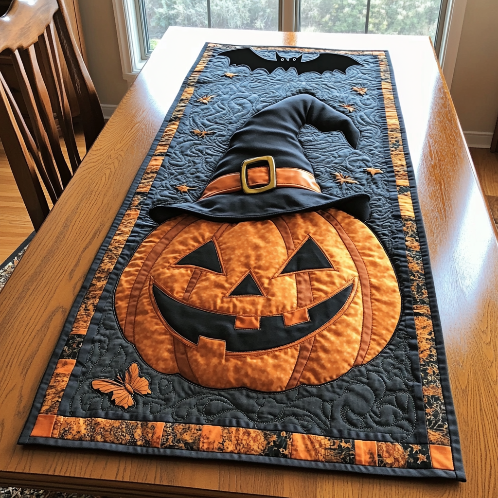 Pumpkin Delight Quilted Table Runner Dining Room Table Toppers Great Halloween Gifts