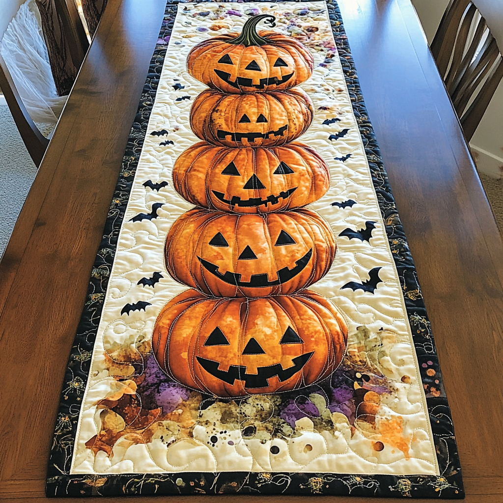Pumpkin Harvest Quilted Table Runner Best Table Runner Unique Halloween Gifts