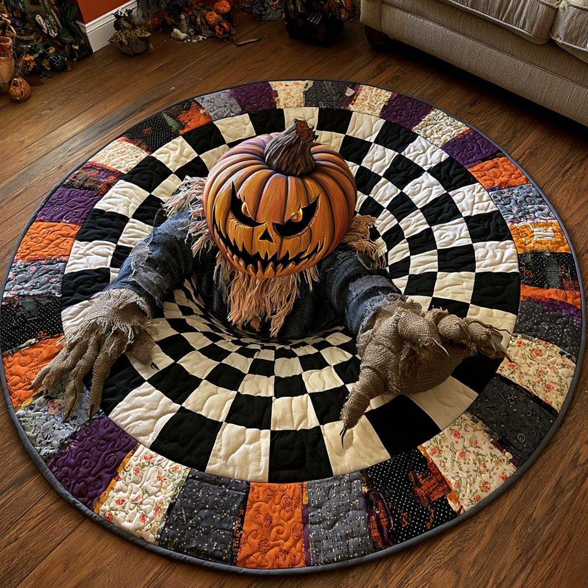 Pumpkin Haunter Quilted Round Mat Family Room Ideas Halloween Presents