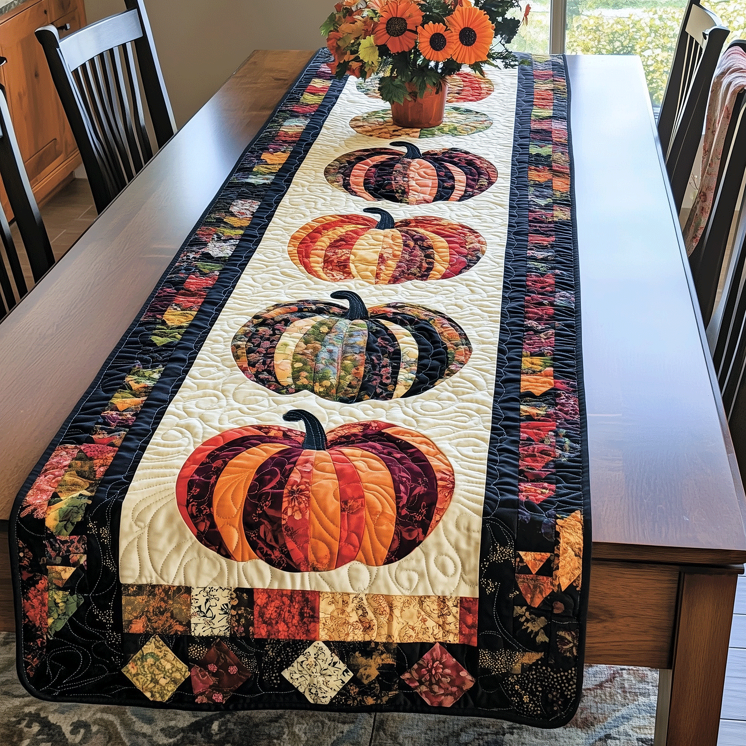 Pumpkin Magic Quilted Table Runner Dining Room Table Toppers Family Halloween Gifts