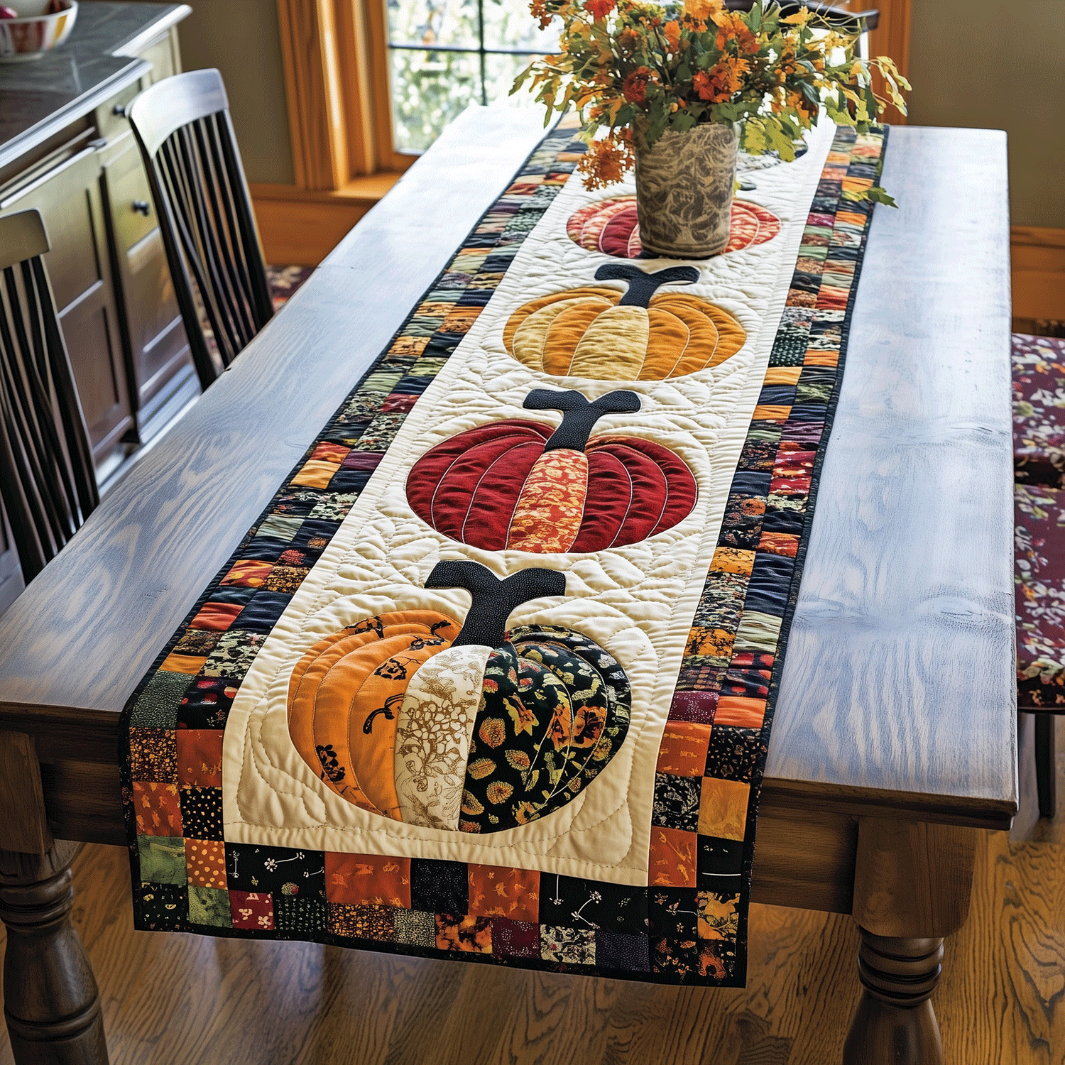 Pumpkin Magic Quilted Table Runner Dining Room Table Toppers Halloween Family Gifts