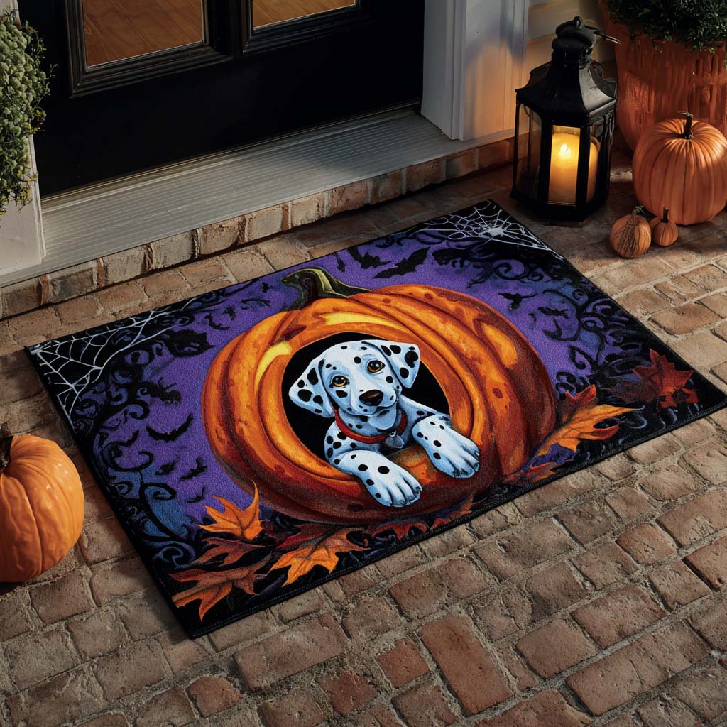 Pumpkin Nest Dalmatian Doormat Halloween Doormat Unique Housewarming Gifts For Dog Lovers