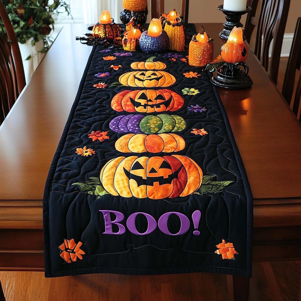 Pumpkin Parade Quilted Table Runner Best Table Runner Halloween Themed Gifts