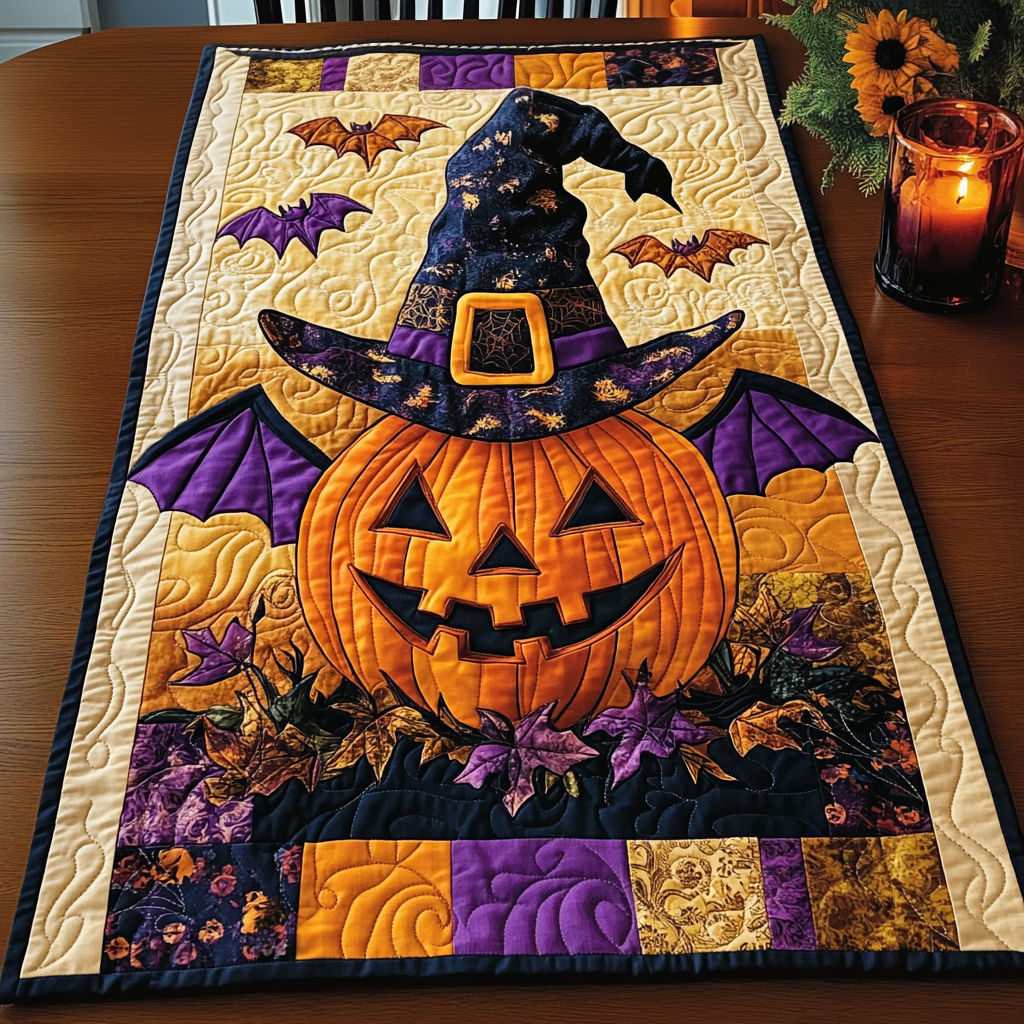 Pumpkin Patch Delight Quilted Table Runner Unique Table Runner Halloween Present Ideas Pumpkin Patch Delight Quilted Table Runner Unique Table Runner Halloween Present Ideas