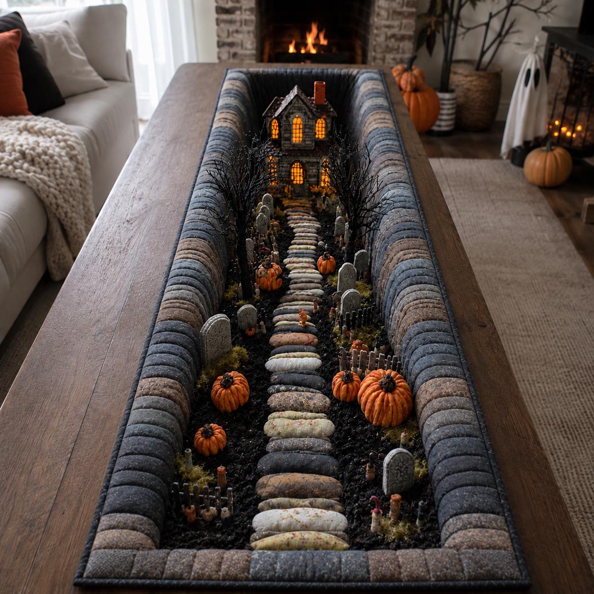 Pumpkin Path Quilted Table Runner Dining Table Decor Halloween Ideas For Gifts Pumpkin Path Quilted Table Runner Dining Table Decor Halloween Ideas For Gifts