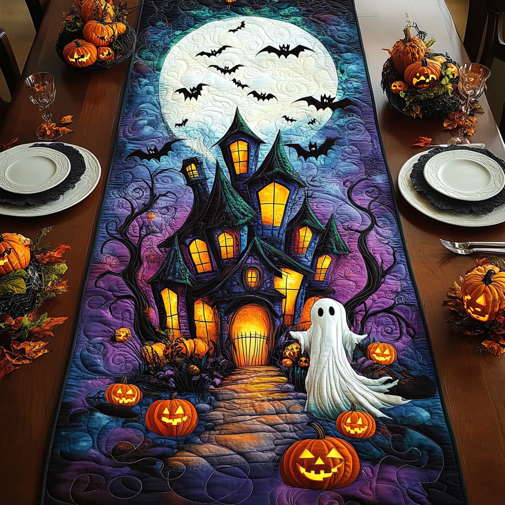 Pumpkin Phantoms Quilted Table Runner Cool Table Runner Halloween Inspired Gifts