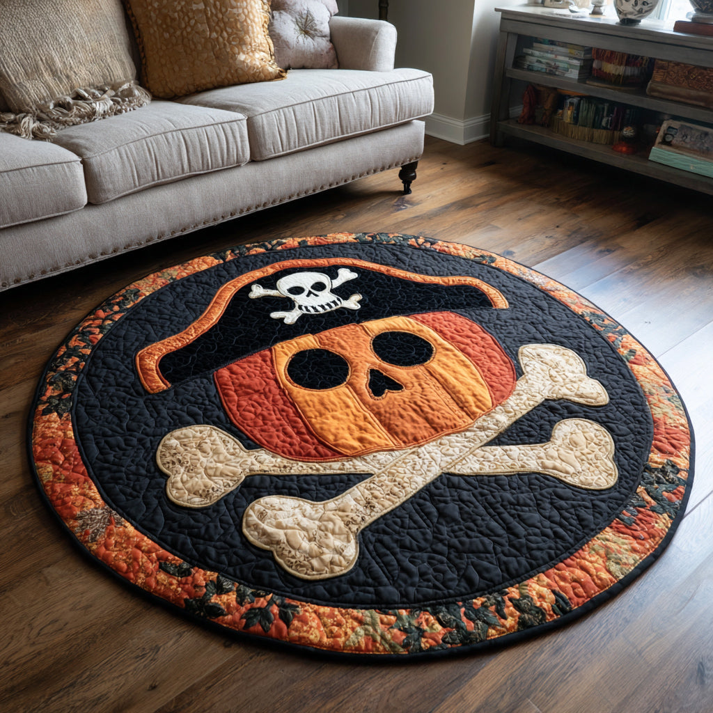 Pumpkin Pirate Quilted Round Mat October Decorations Best House Warming Gift