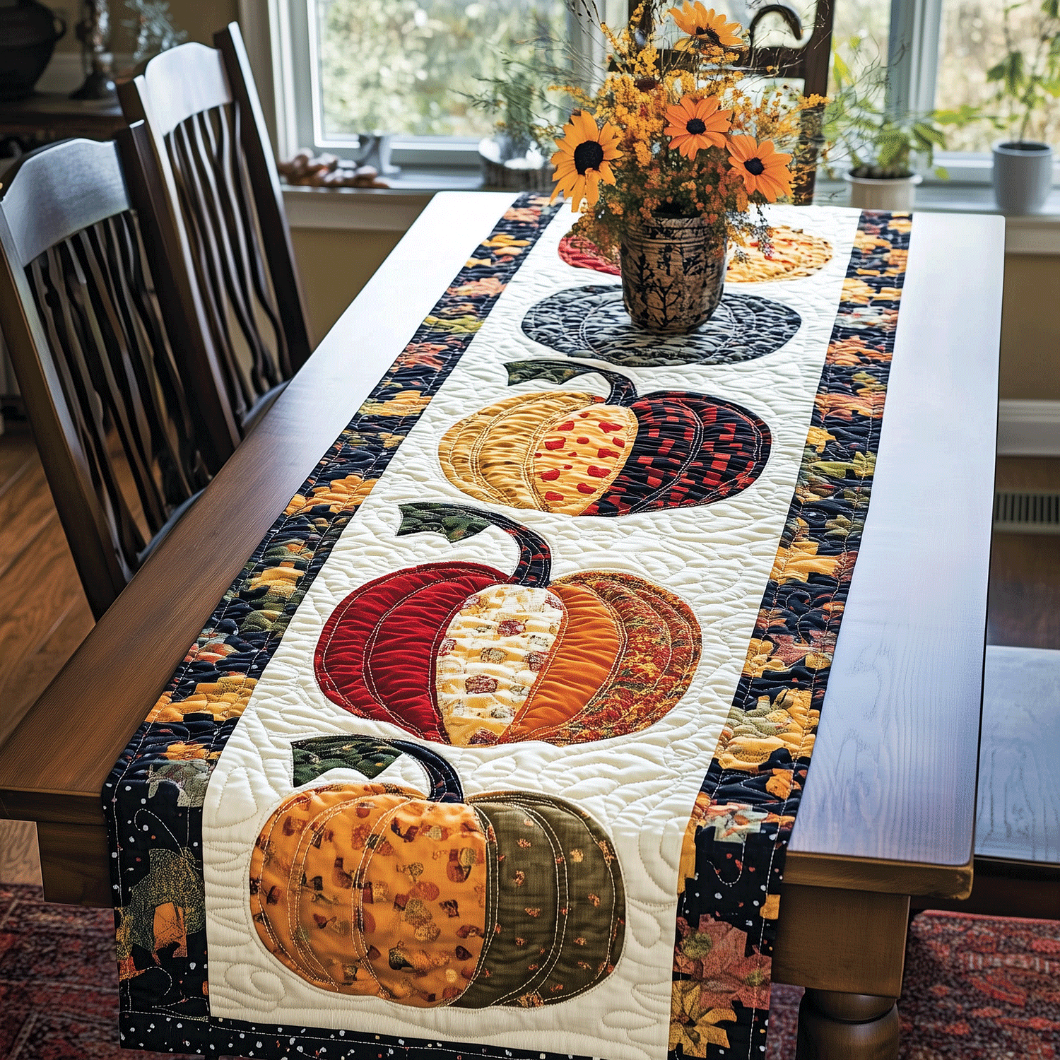 Pumpkin Row Quilted Table Runner Dining Table Decor Ideas Halloween Themed Presents Pumpkin Row Quilted Table Runner Dining Table Decor Ideas Halloween Themed Presents