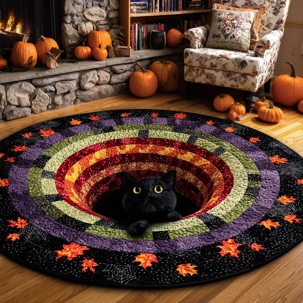 Pumpkin Shadow Quilted Round Mat Halloween Decor Family Halloween Gifts