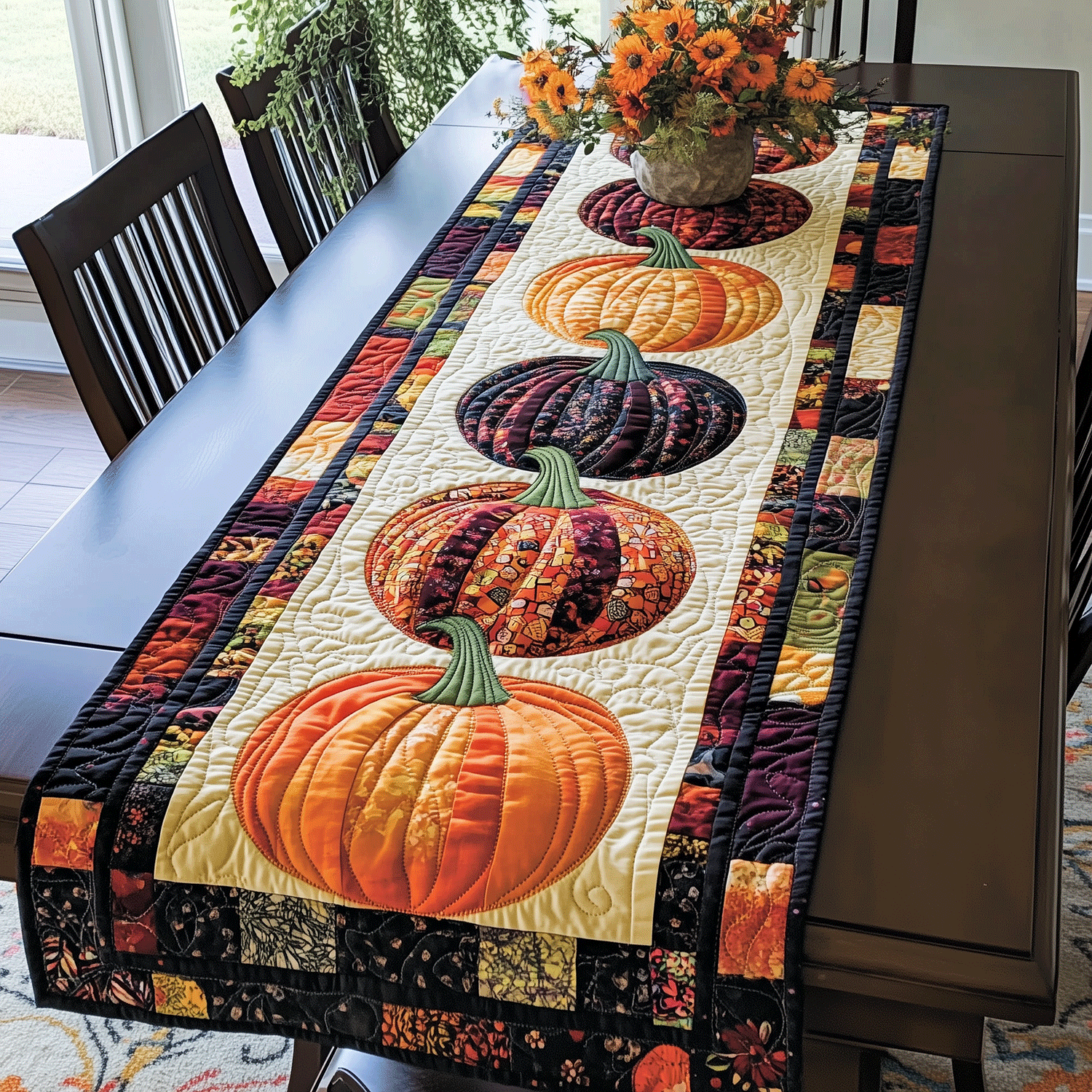 Pumpkin Spice Quilted Table Runner Kitchen Table Decor Best Halloween Gifts