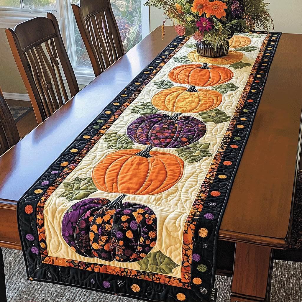 Pumpkin Spice Quilted Table Runner Kitchen Table Decor Ideas Cute Halloween Gifts