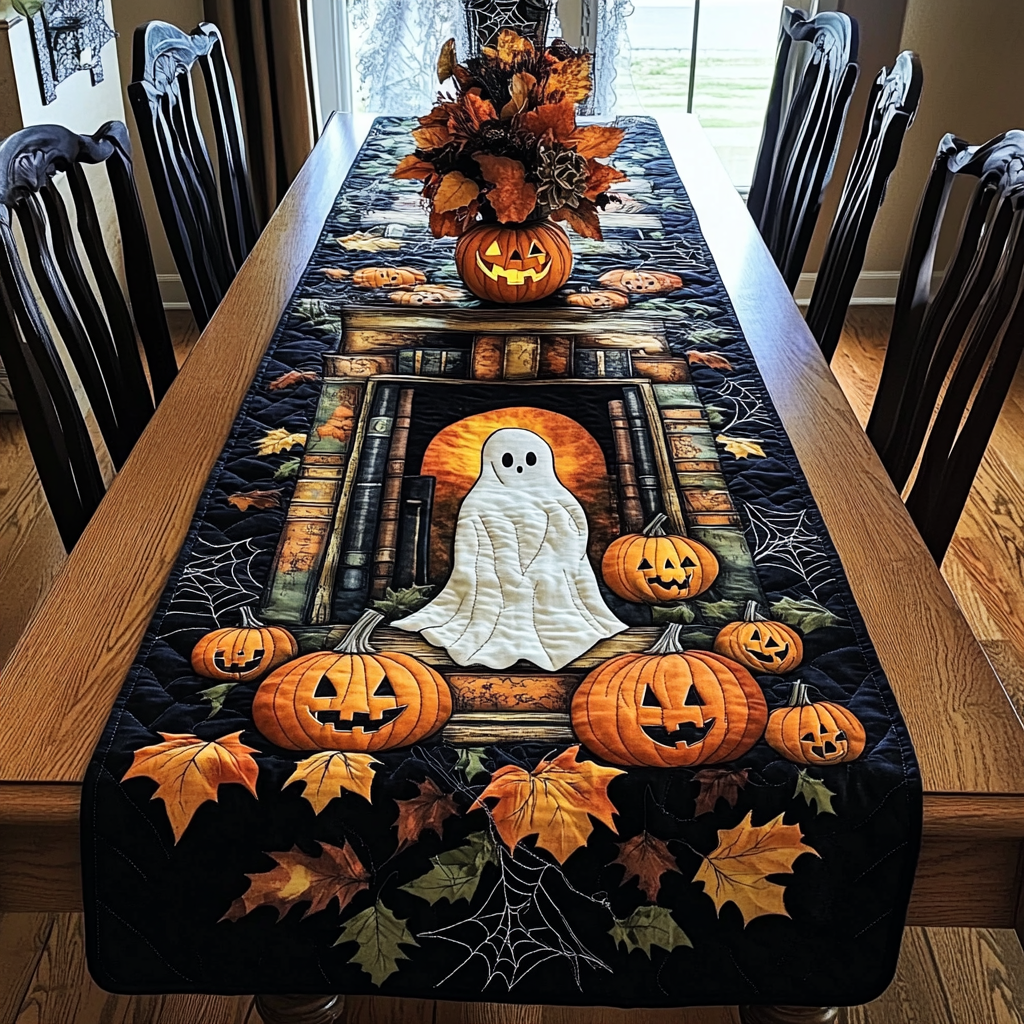 Pumpkin Spirits Quilted Table Runner Dining Table Decor Ideas Good Halloween Gifts Pumpkin Spirits Quilted Table Runner Dining Table Decor Ideas Good Halloween Gifts