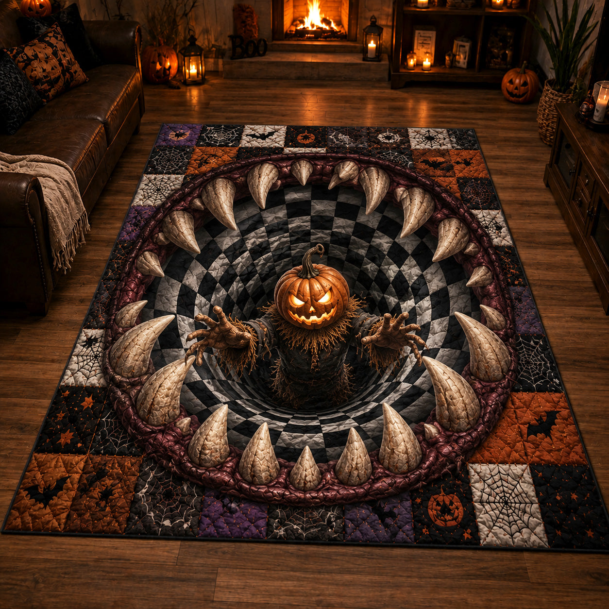 Pumpkin Vortex Area Rug Gothic Living Room Design Spooky Gifts