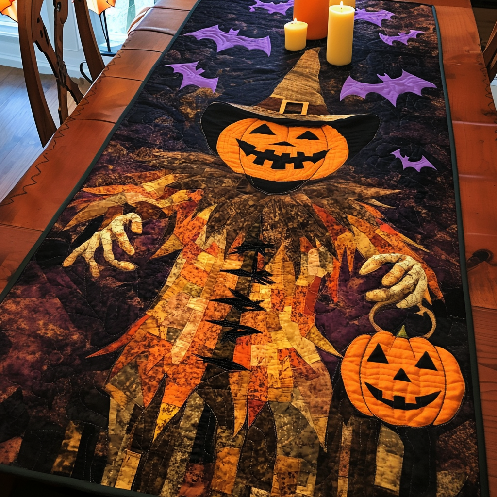 Pumpkin Walk Quilted Table Runner Dining Room Decor Birthday Halloween Gifts