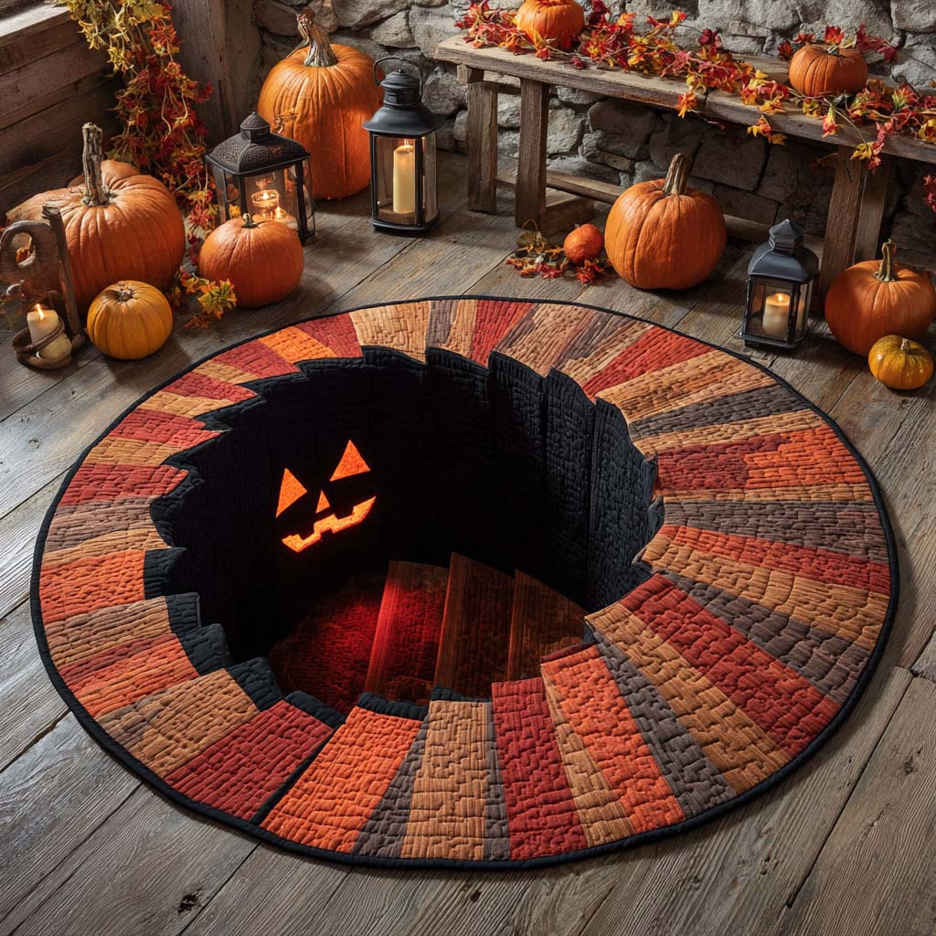 Pumpkins Descent Quilted Round Mat Horror Room Decor Good Housewarming Gifts