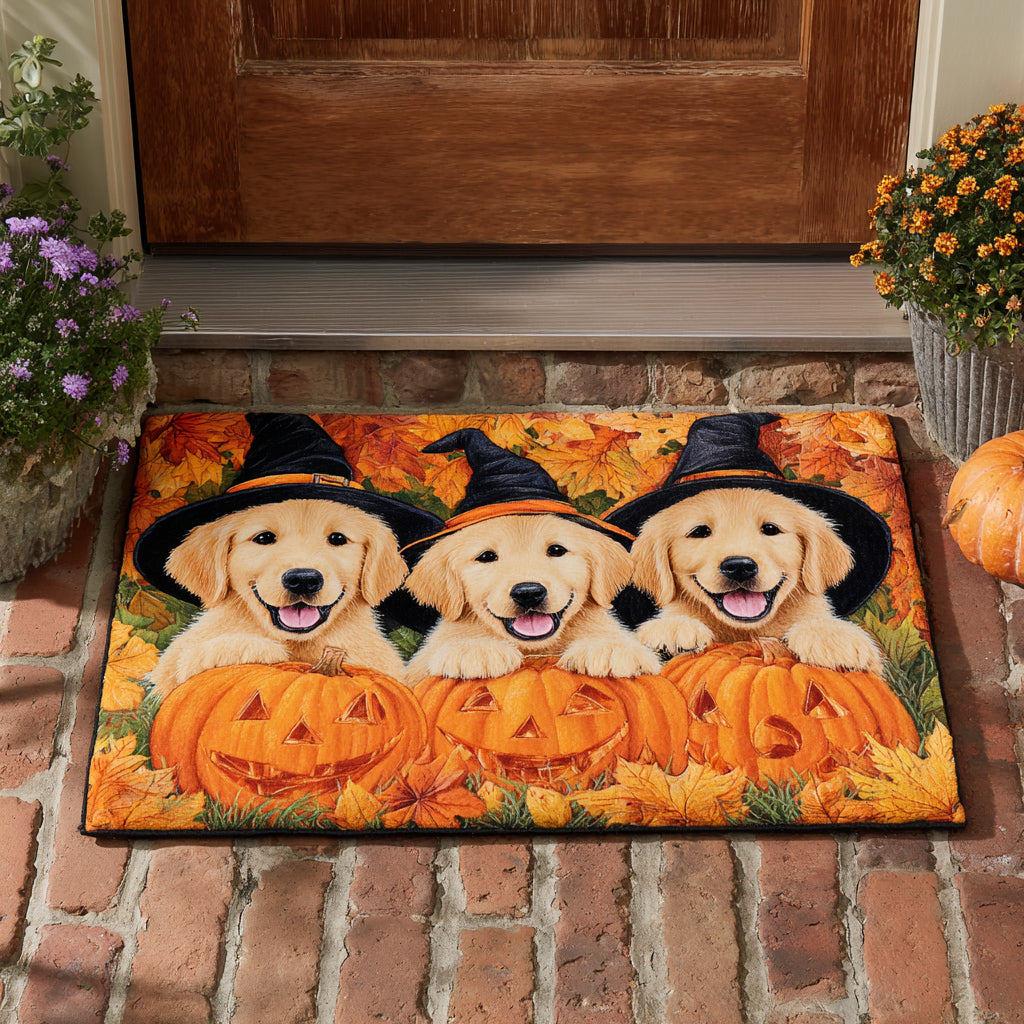 Pups Golden Retriever Doormat Fall Halloween Doormat Present Ideas For Dog Lovers