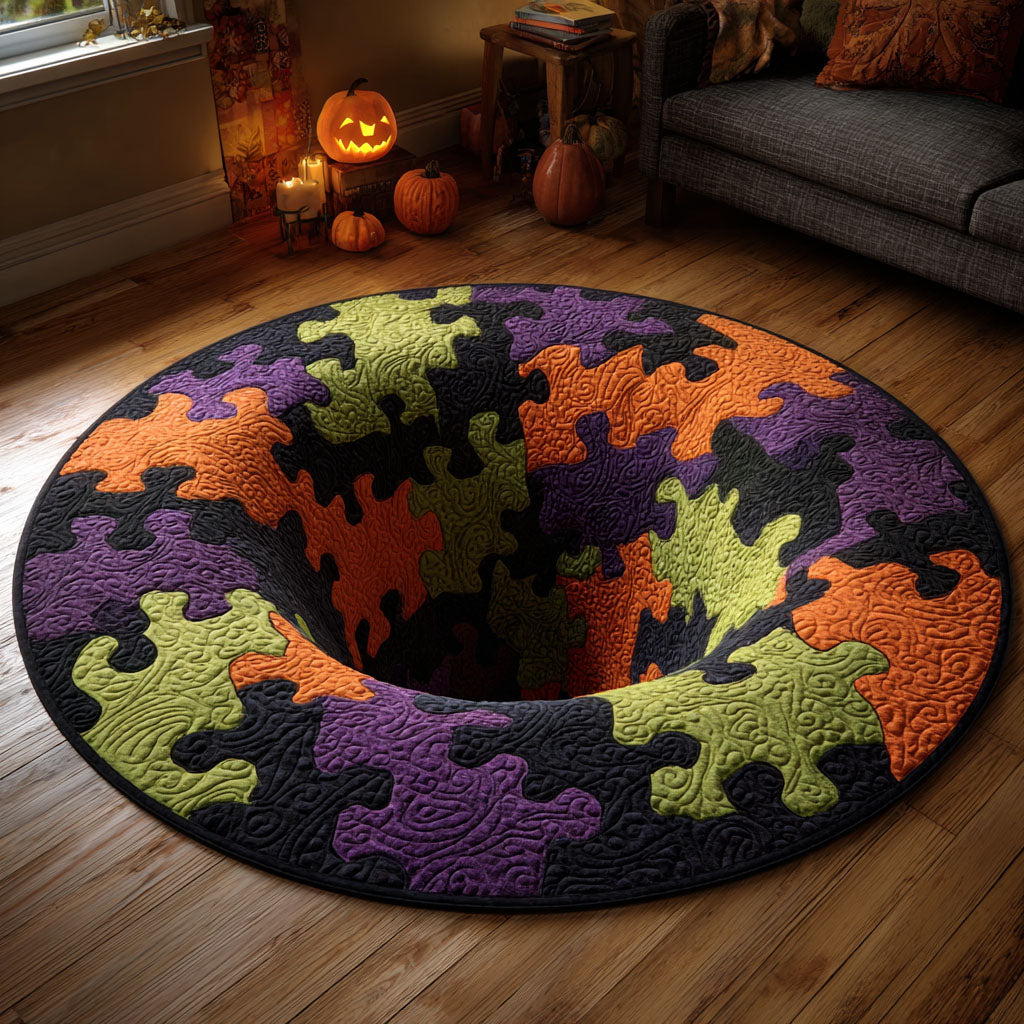 Puzzle Abyss Quilted Round Mat Floor Mat Round Spooky Gifts For Her