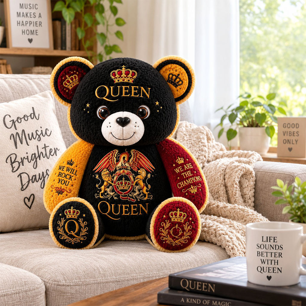 Queen Band We Will Rock You Bear Pillow Queen Band Merch Gifts For Rock Fans