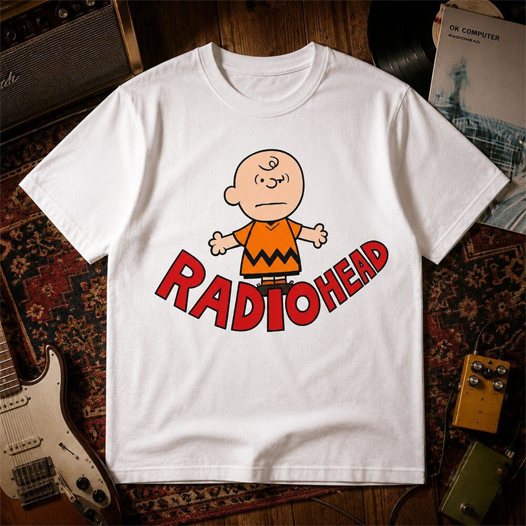 Radiohead Charlie Brown Graphic Shirt Radiohead Merch Alternative Rock Cartoon Apparel