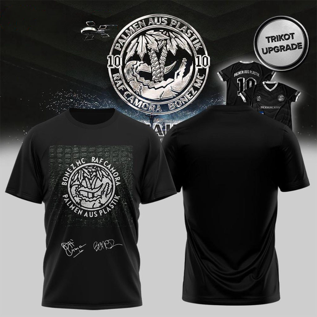 RAF Camora And Bonez MC 10 Jahre Palmen aus Plastik Tour 2026 Signature Black T-Shirt Fan Gifts
