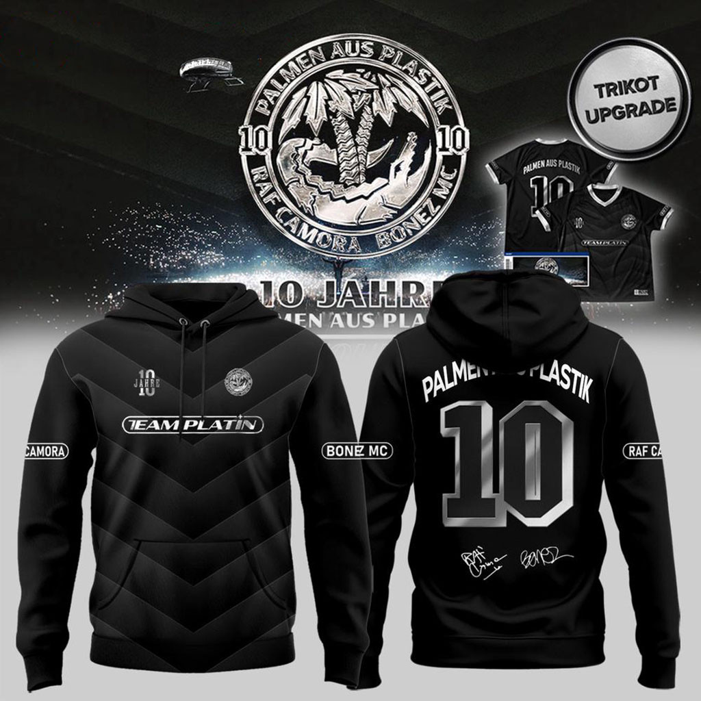 RAF Camora And Bonez MC 10 Jahre Palmen aus Plastik Tour 2026 Signed Hoodie Fan Merch Black