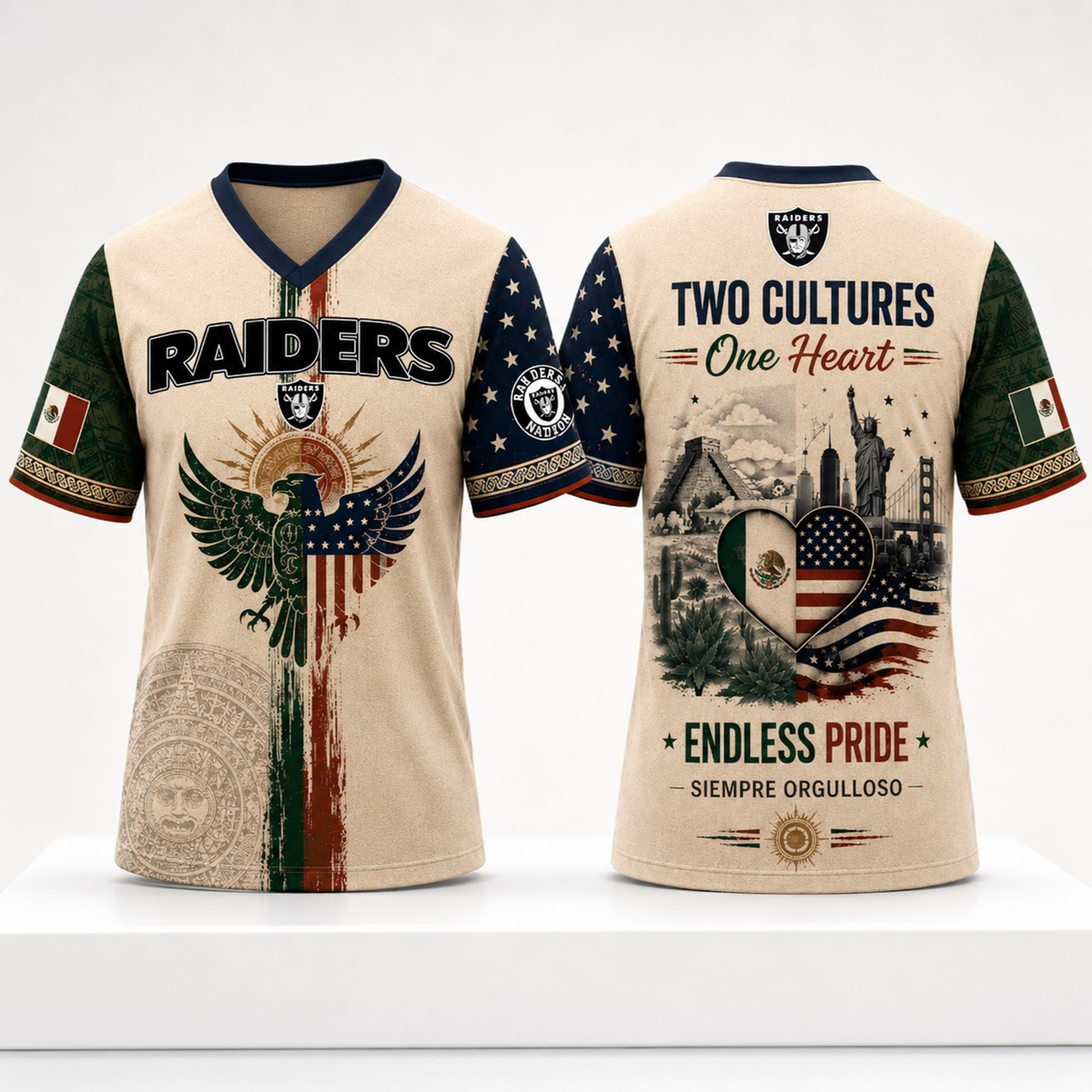 Raiders Mexican Two Cultures One Heart American Heritage 2026 Jersey Raiders Merch Fan Gifts