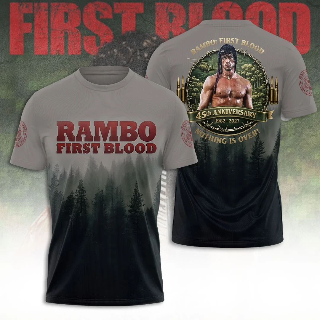 Rambo First Blood 45th Anniversary 2027 T-Shirt Rambo Merch Gifts For Movie Fans Rambo First Blood 45th Anniversary 2027 T-Shirt Rambo Merch Gifts For Movie Fans