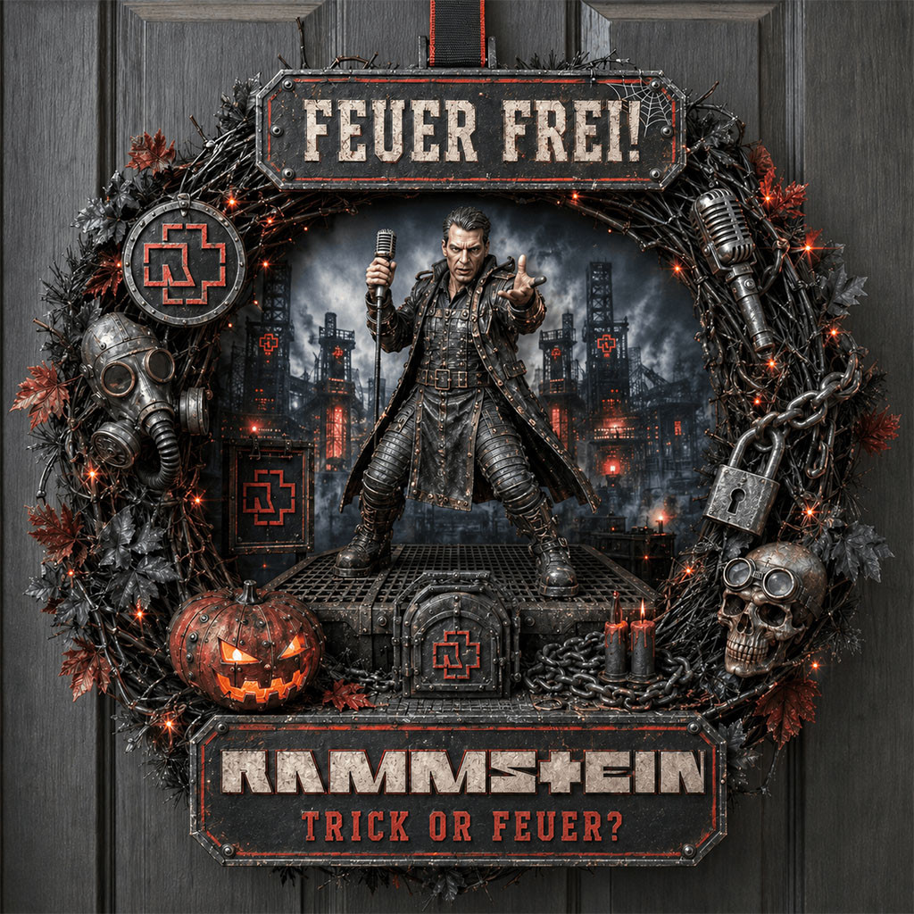 Rammstein Halloween Door Sign Trick Or Feuer Wreath Rammstein Merch Gift For Music Fans