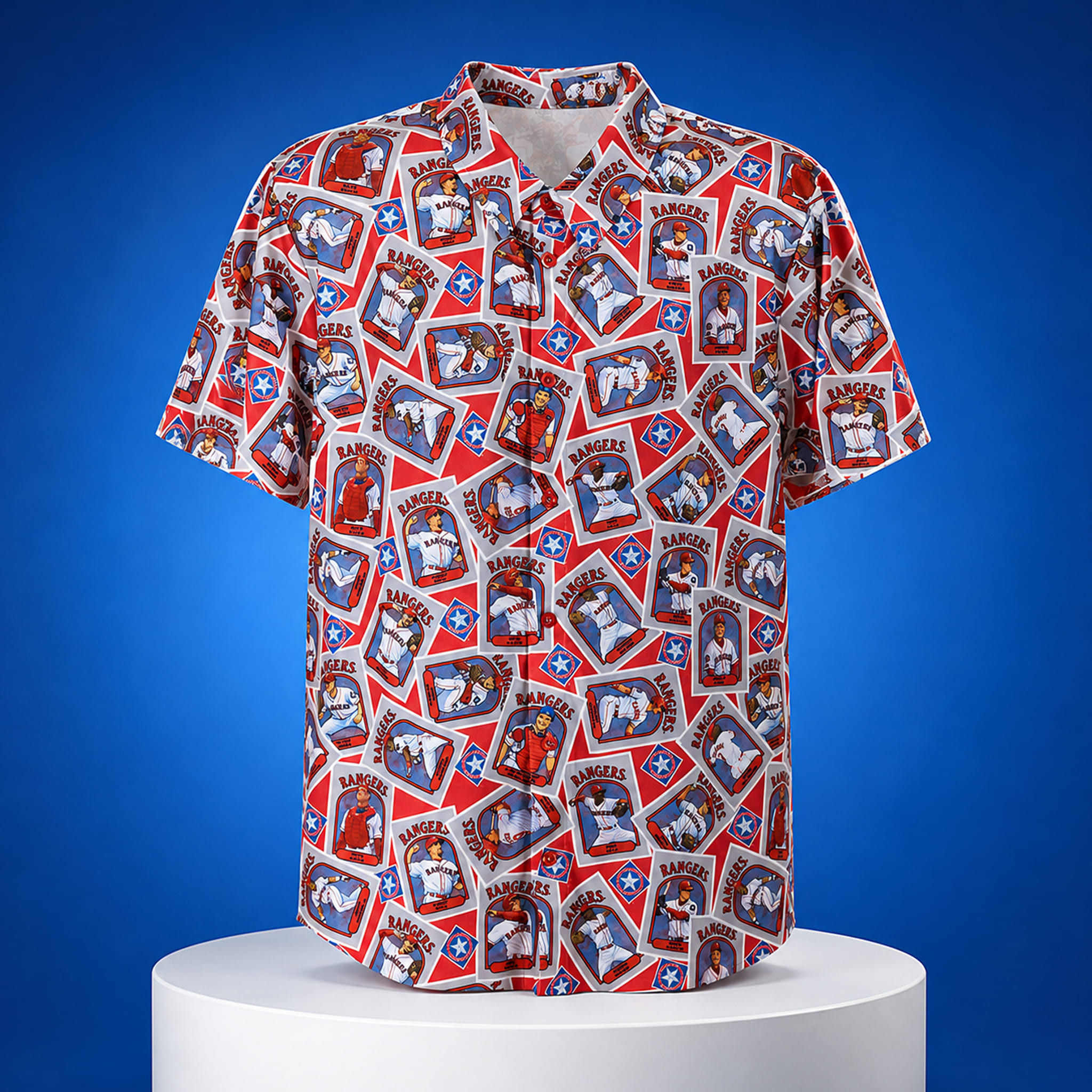 Rangers Team 1996 Baseball Card Button Shirt