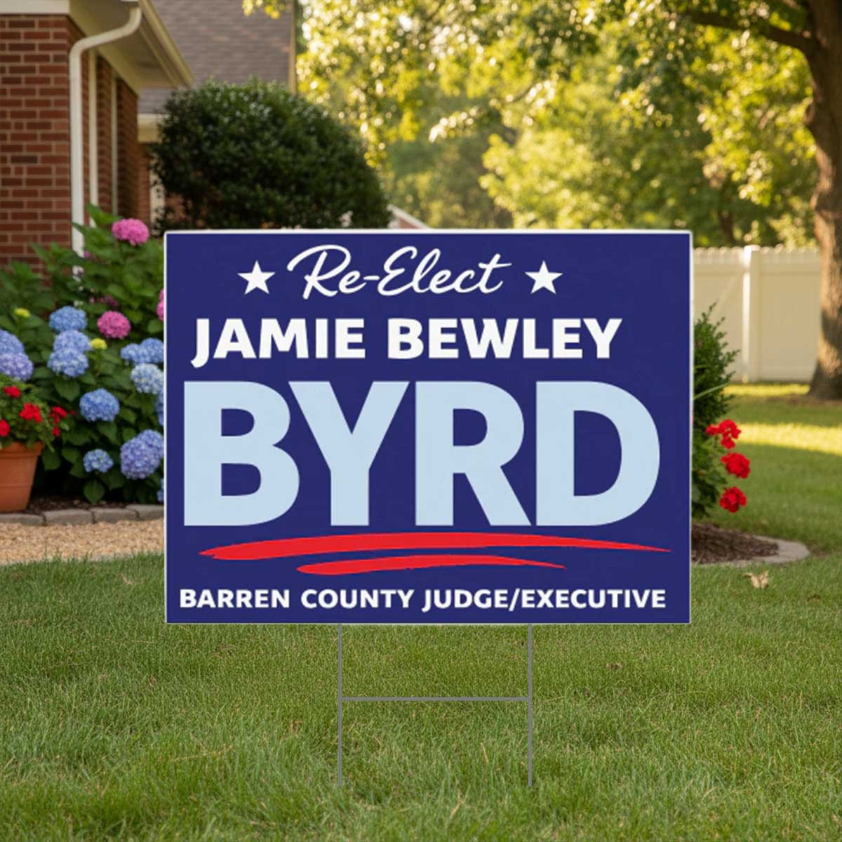 Re-elect Jamie Bewley Byrd as Barren County Judge Executive Yard Sign