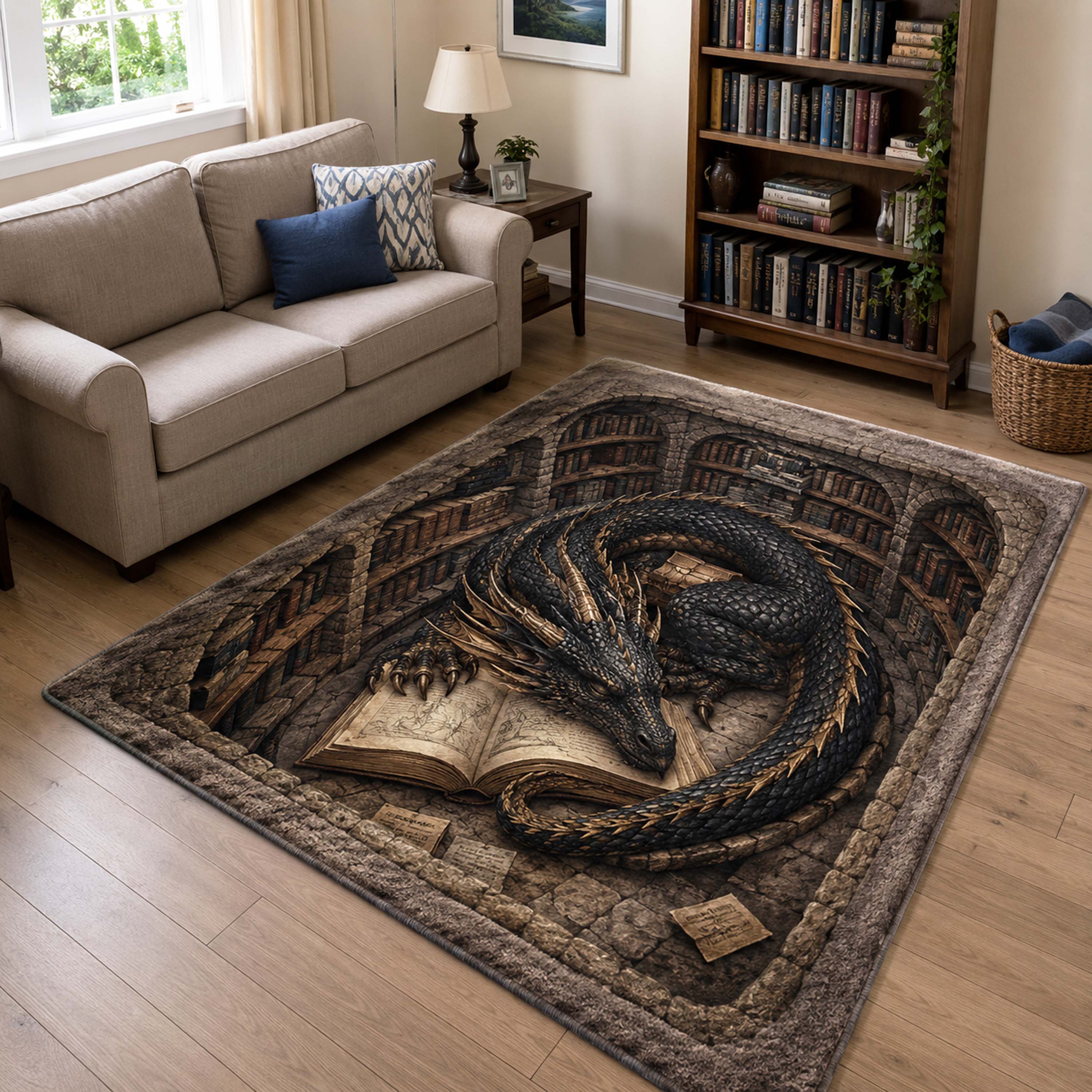 Reading Dragon Area Rug Halloween Home Decor Cute Halloween Presents