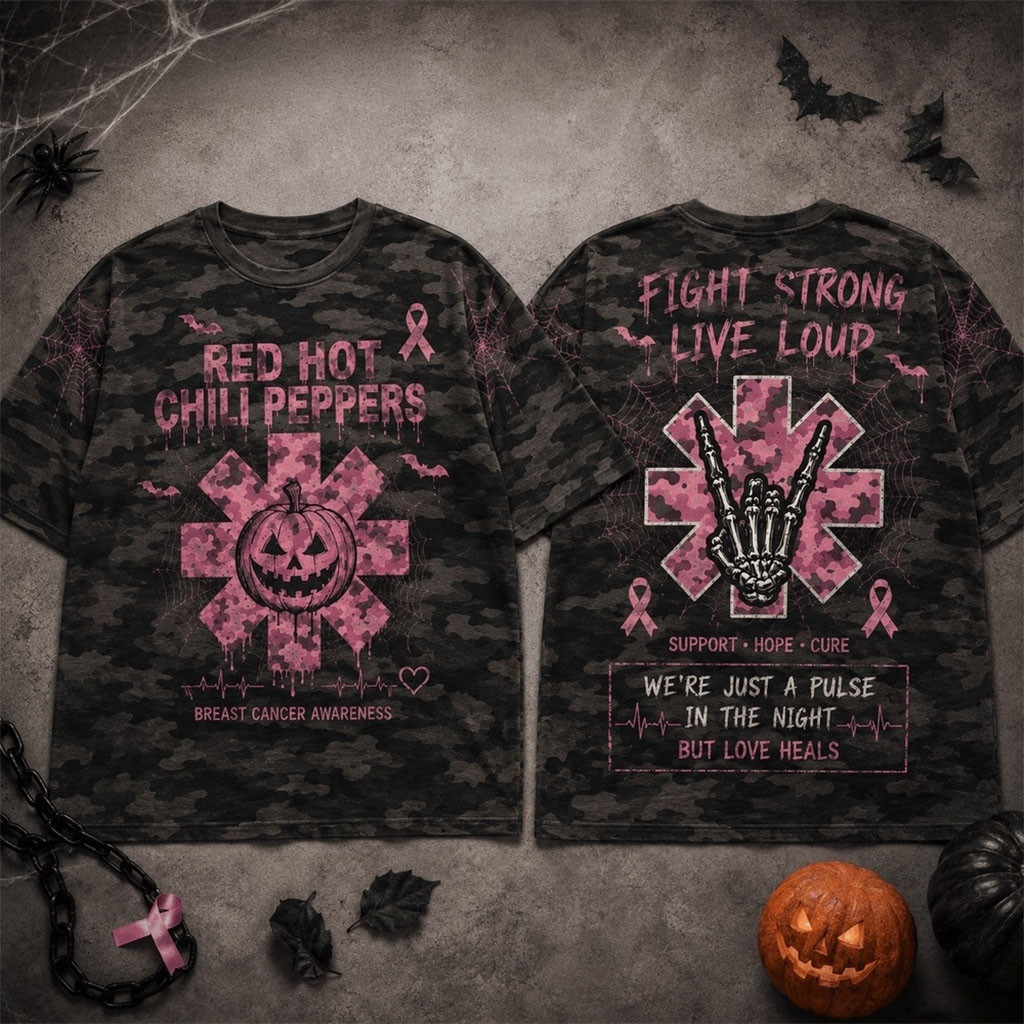 Red Hot Chili Peppers X Breast Cancer Awareness Fight Club Halloween Camo T-Shirt RHCP Merch Red Hot Chili Peppers X Breast Cancer Awareness Fight Club Halloween Camo T-Shirt RHCP Merch